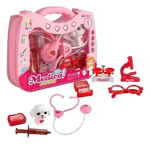 Pink "Little Doctor" Medical Pet Care Suitcase – 2-in-1 Vet and Doctor Role-Play Kit for Kids